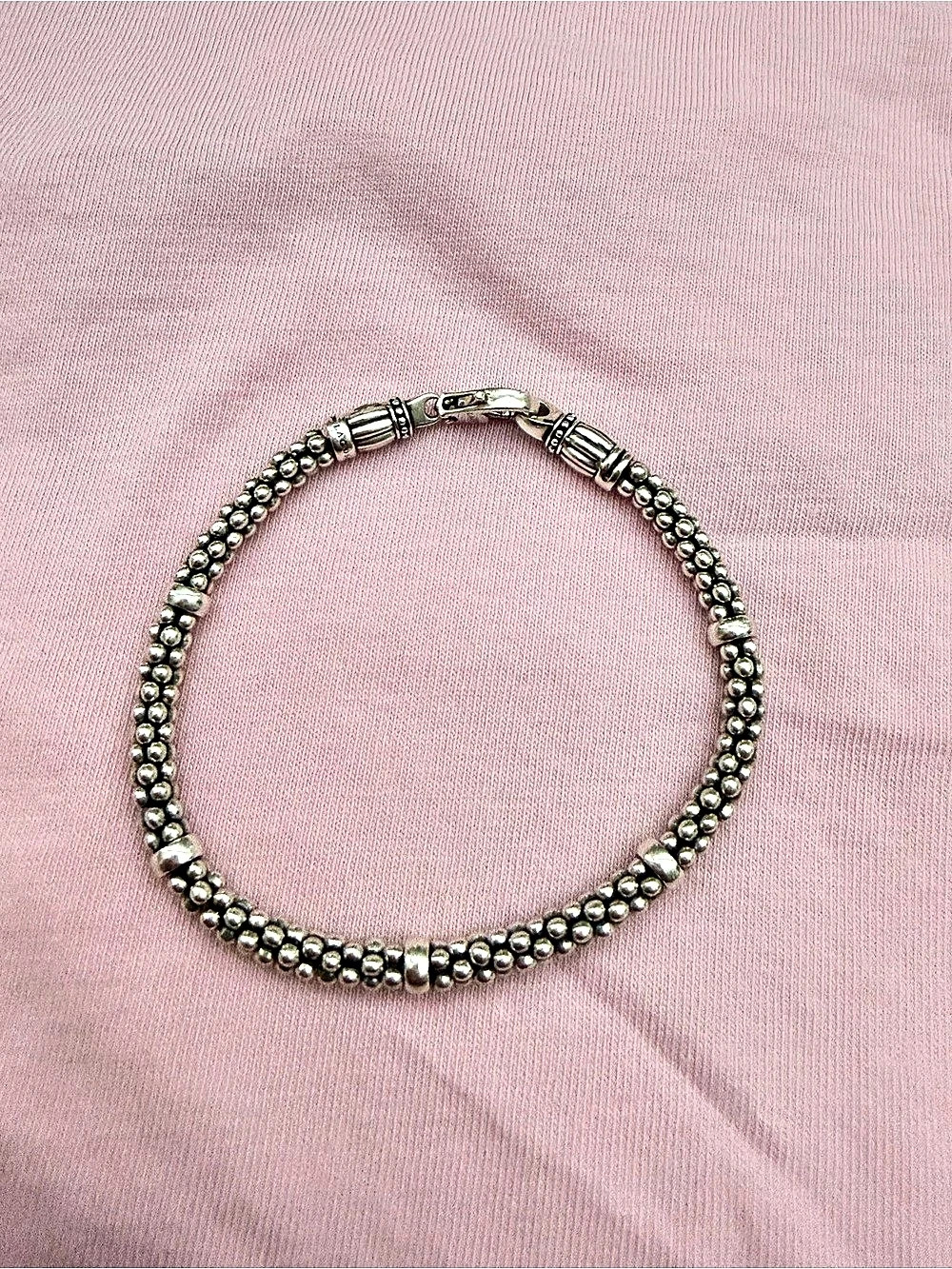 LAGOS Signature Caviar Bead Link Bracelet Silver